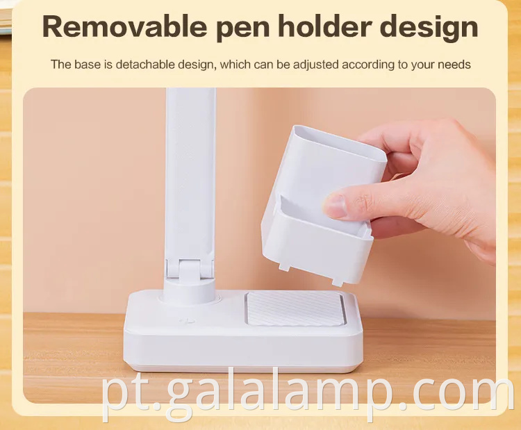 Lâmpada de mesa de cabeça dupla recarregável com proteção ocular